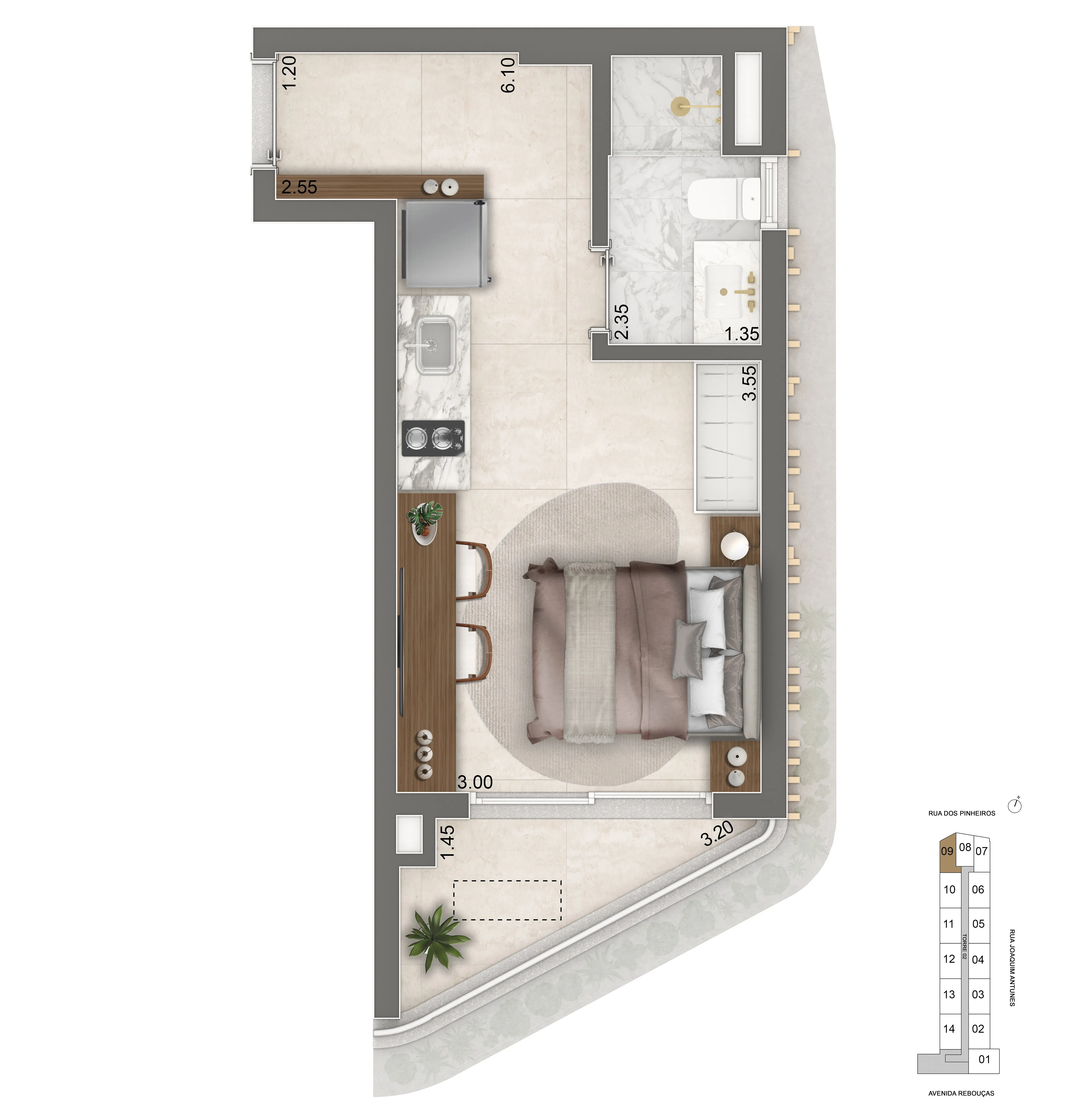Planta Padrão 26.5m²