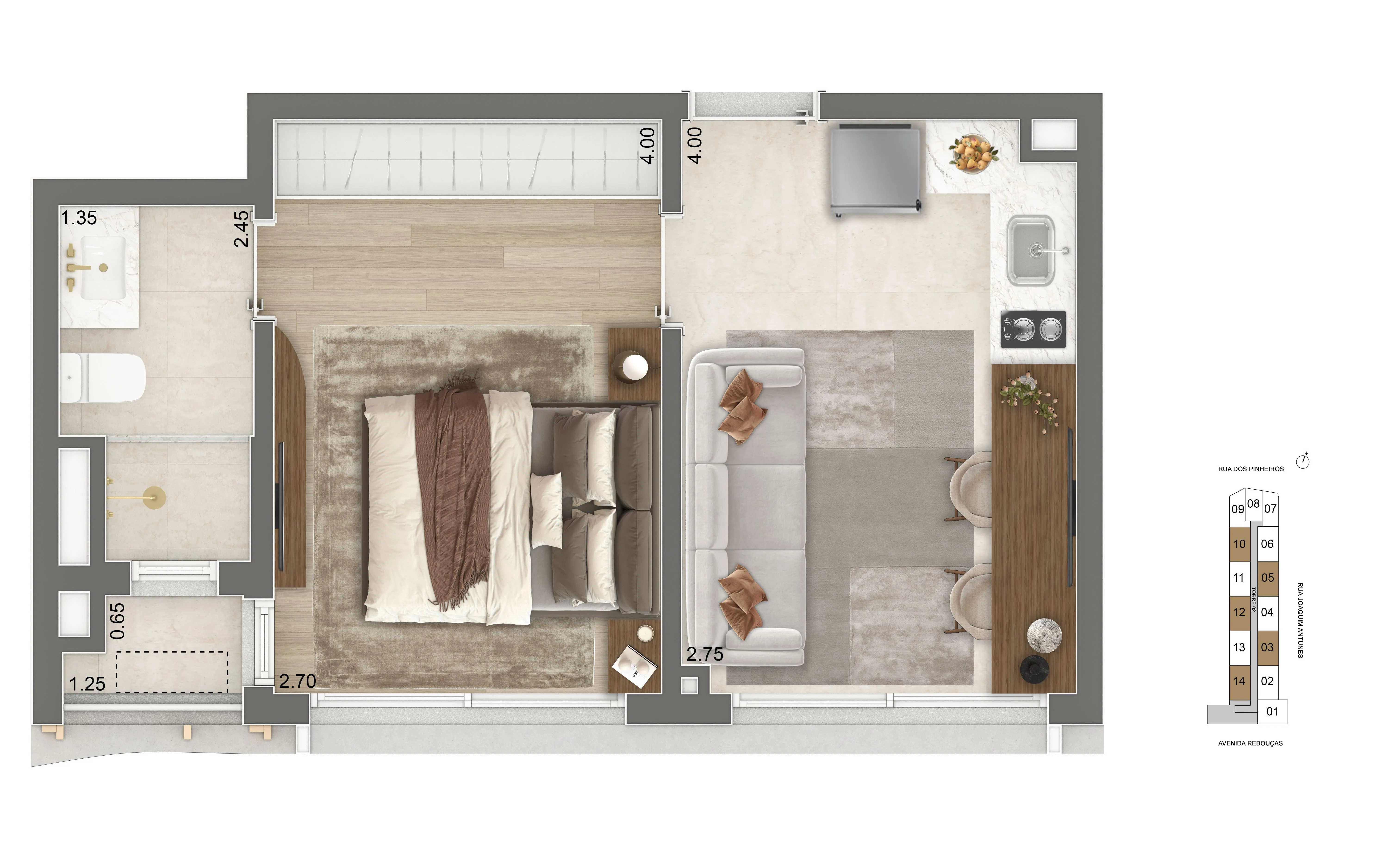 Planta Opção 31m²