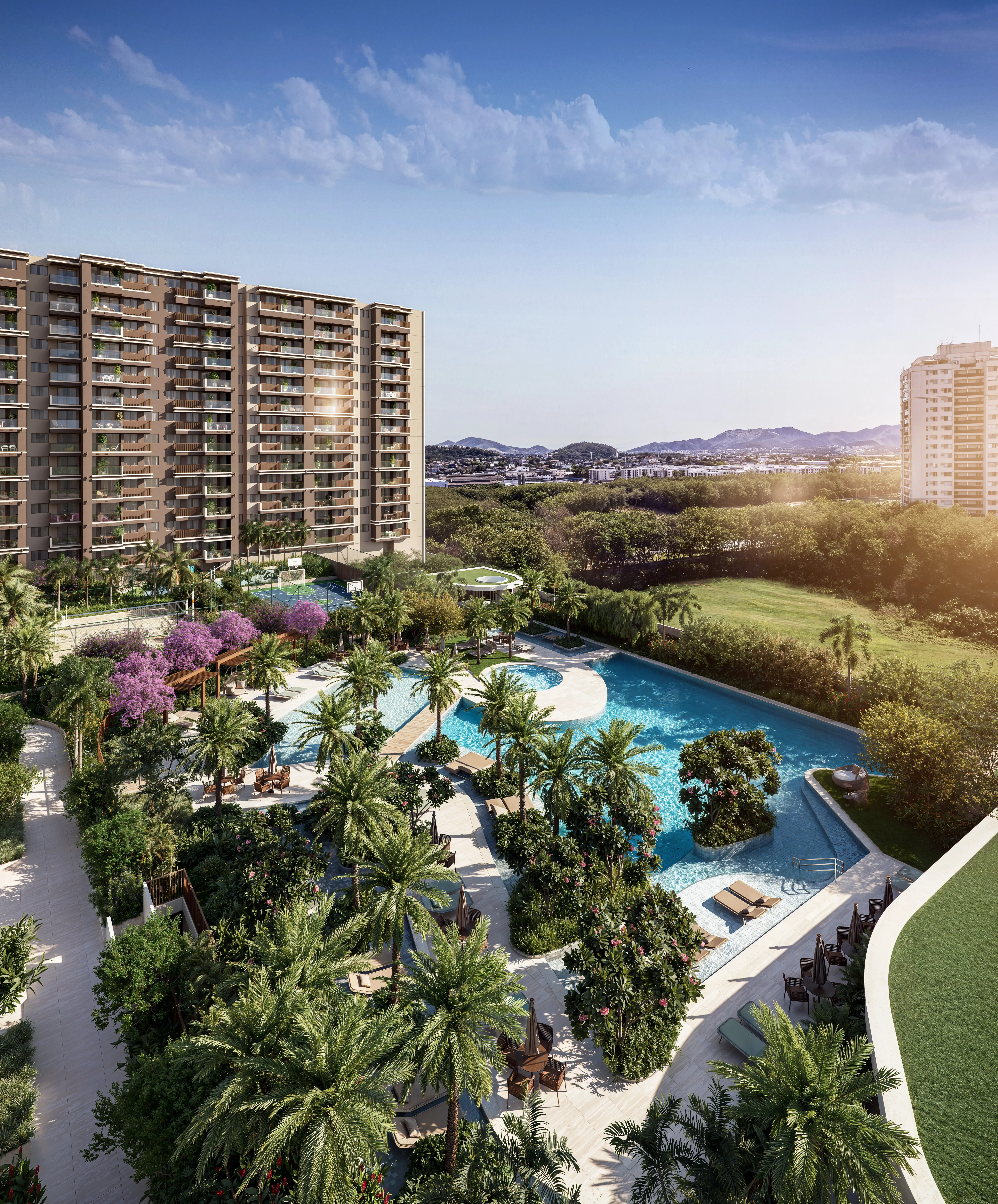 ILUSTRAÇÃO ARTÍSTICA - VISTA AÉREA PISCINAS IN THE PARK