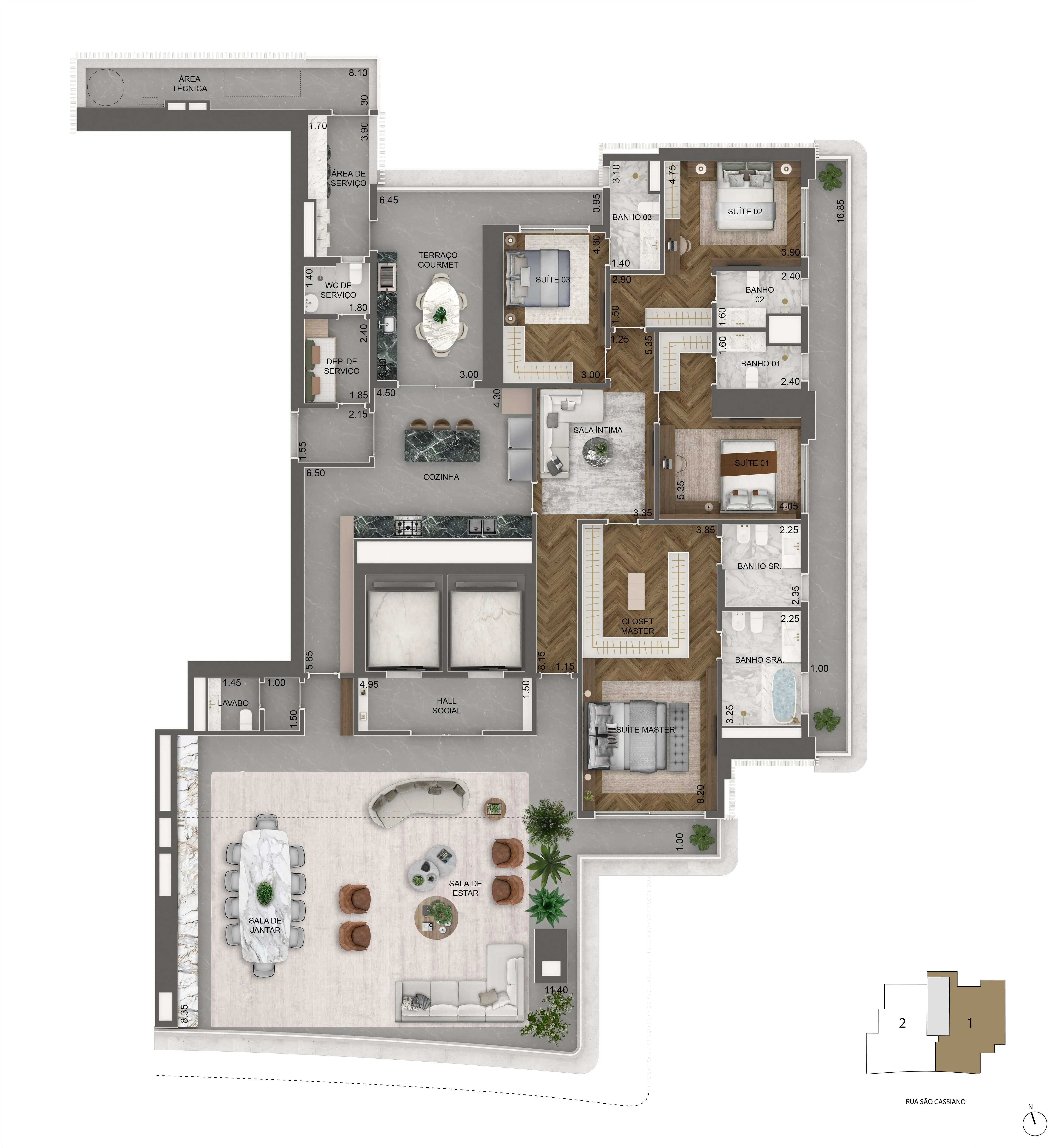 Planta padrão 393m2