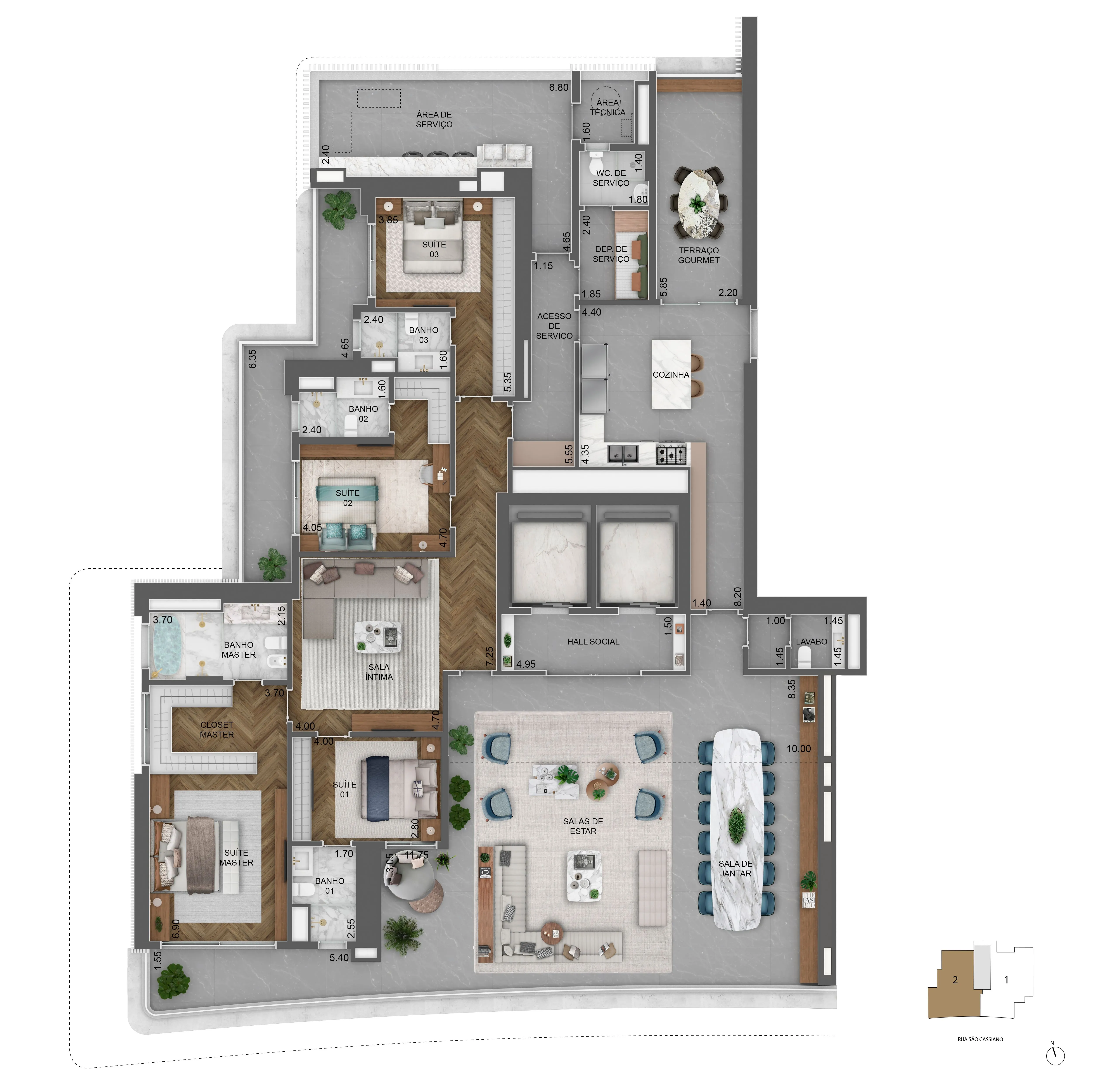 Planta padrão 393m2