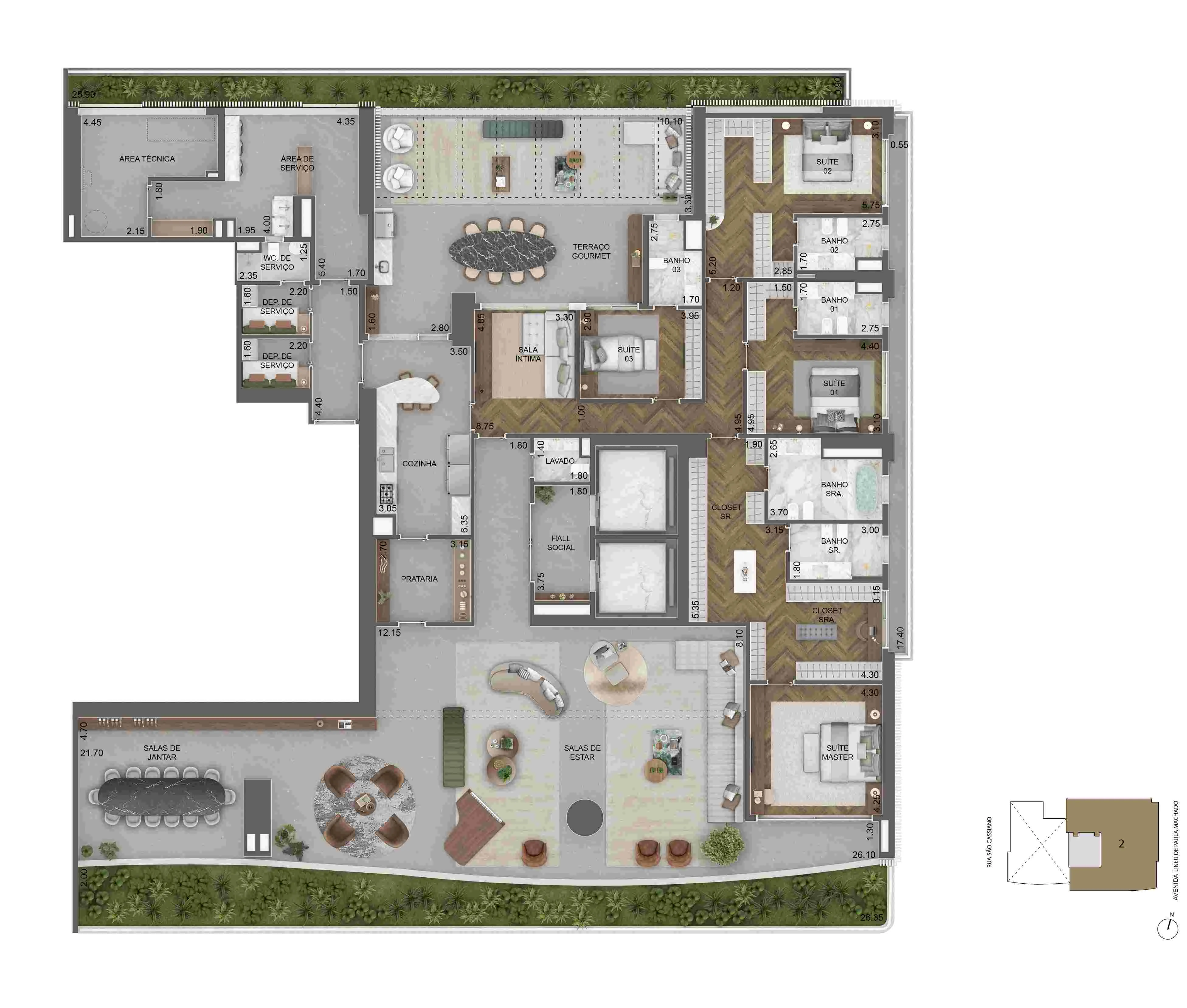 Planta padrão 639m²