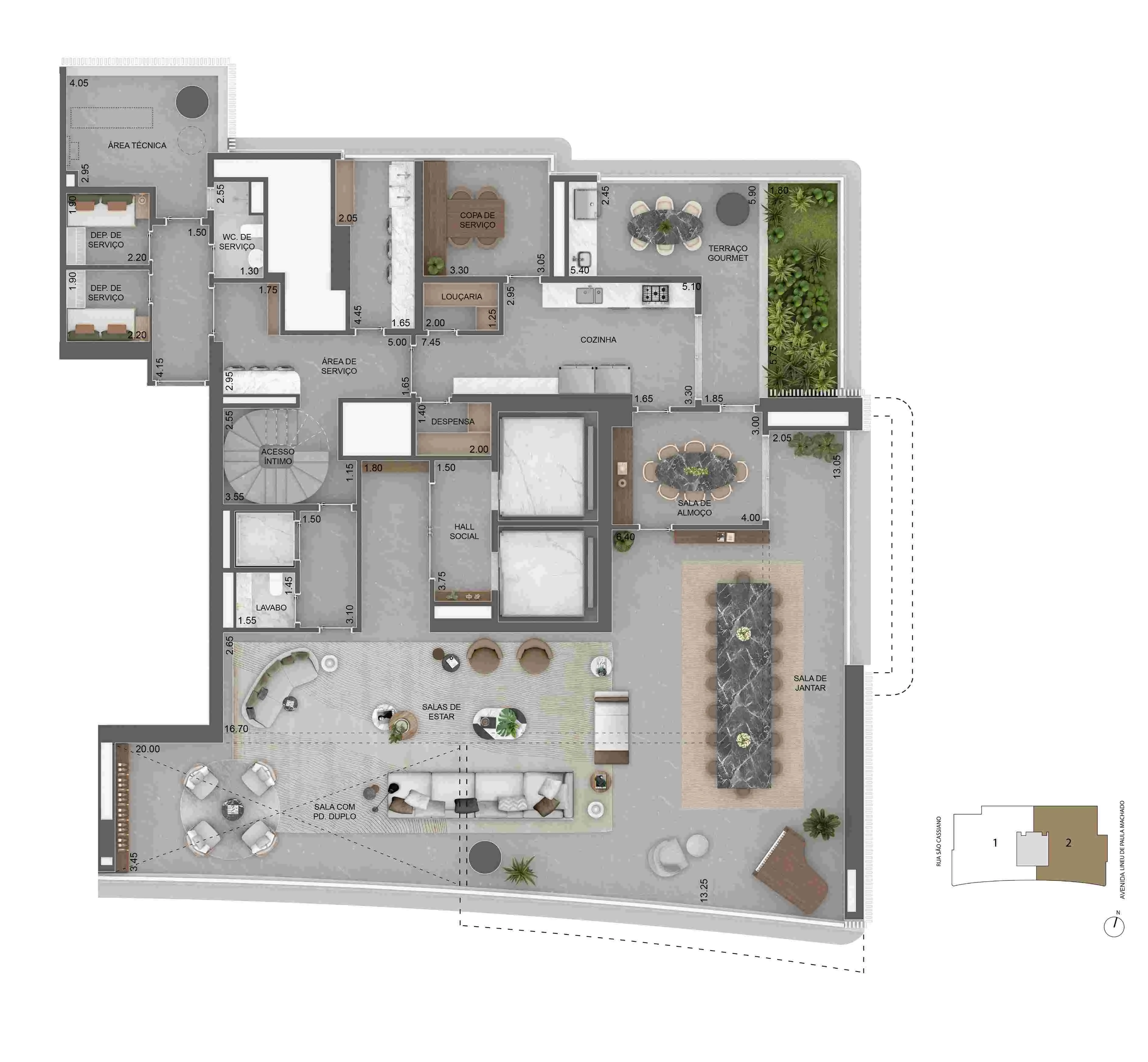 Planta duplex inferior 717m2