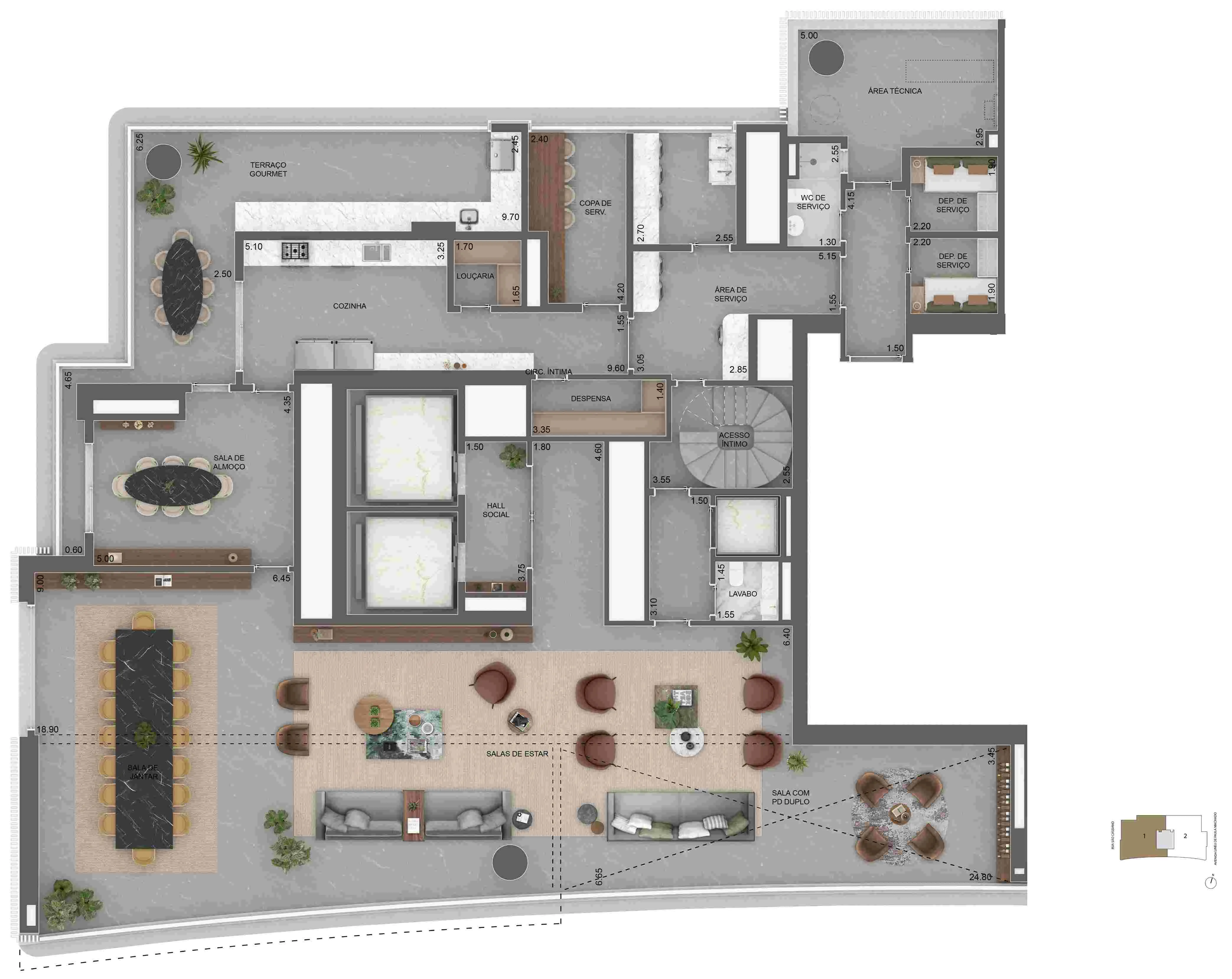 Planta duplex inferior 789m2