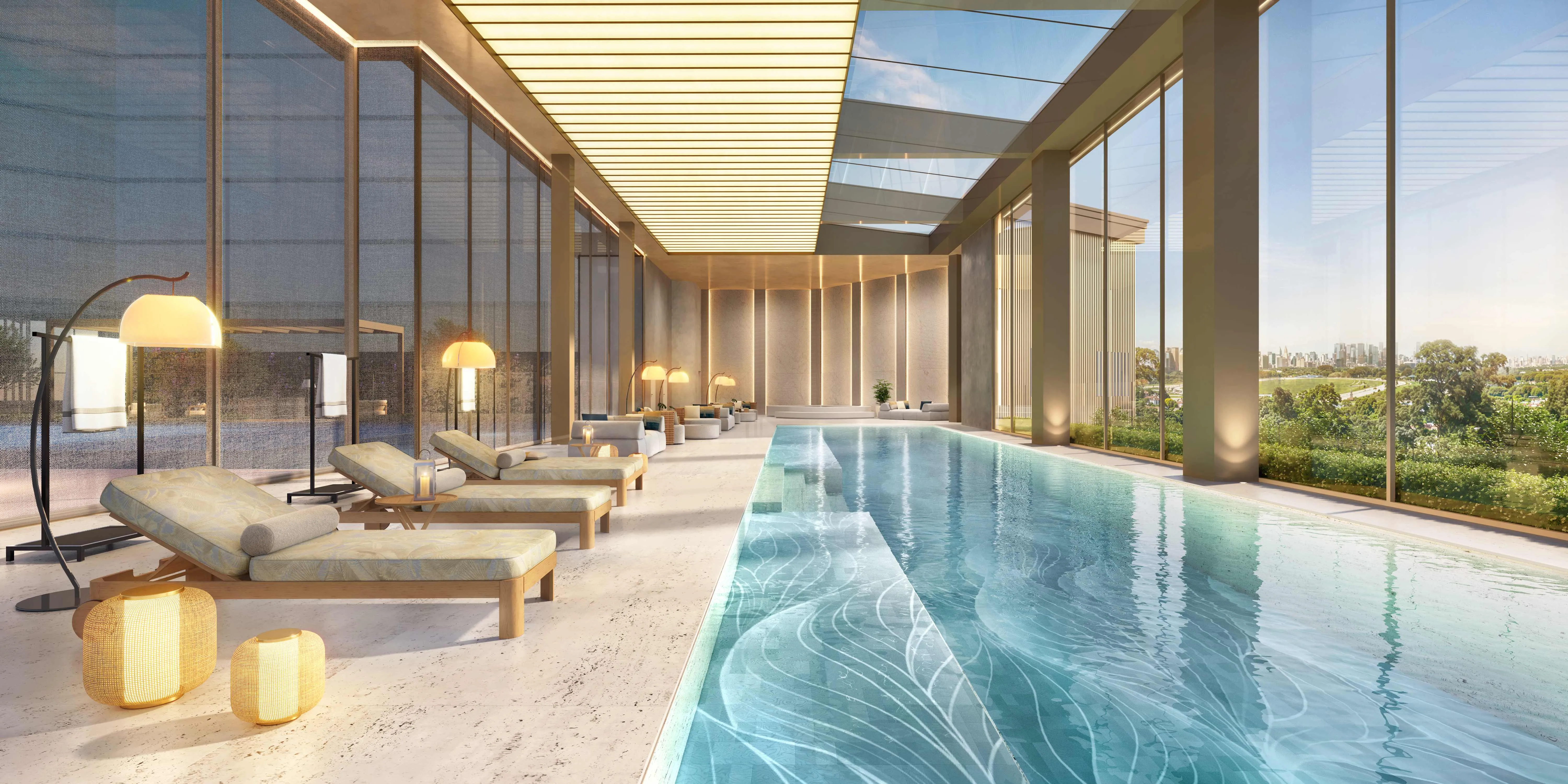 Perspectiva Ilustrada Piscina Coberta