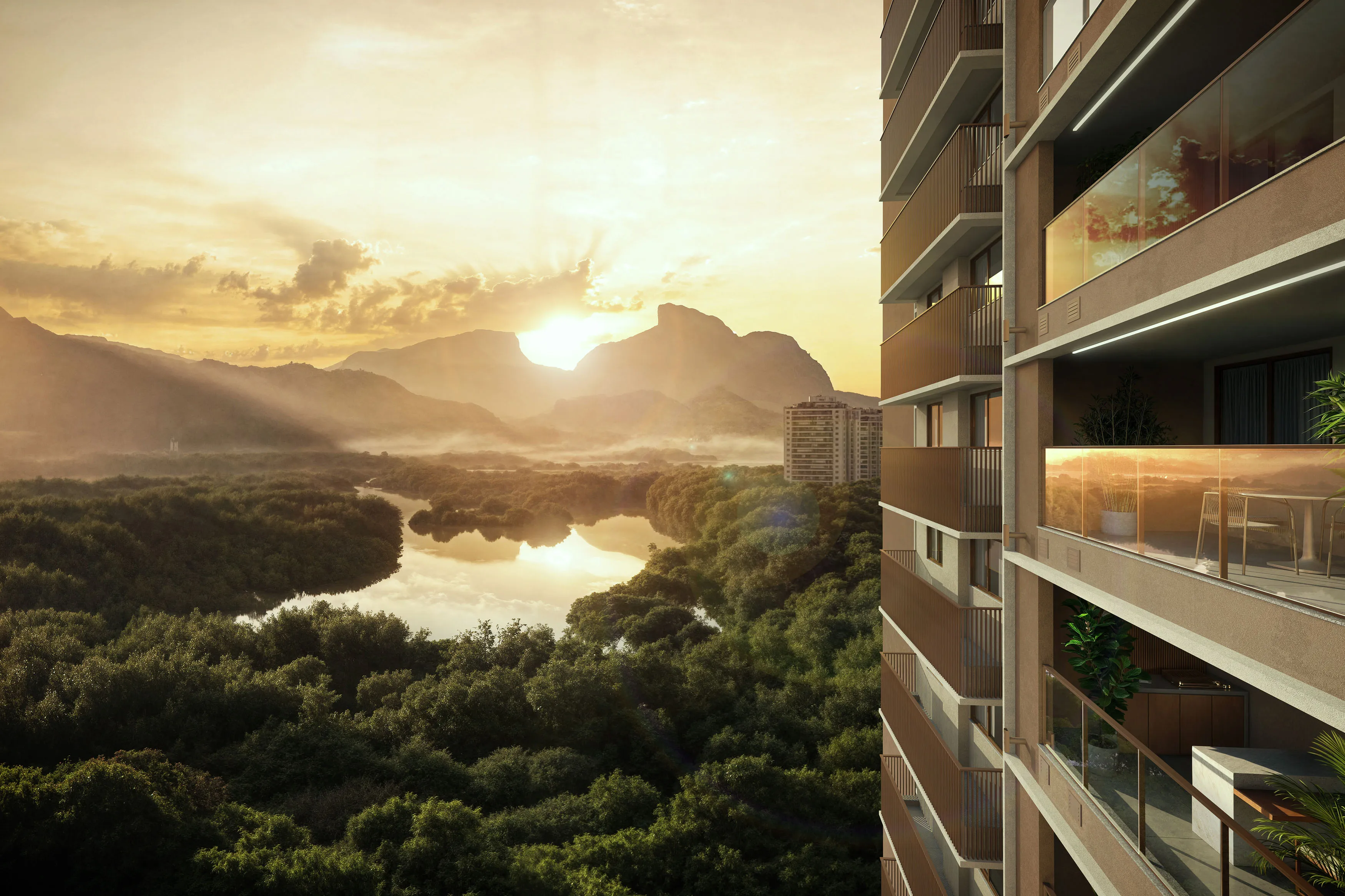 Ilustração Artística - Detalhe fachada do edifício Pedra da Gávea