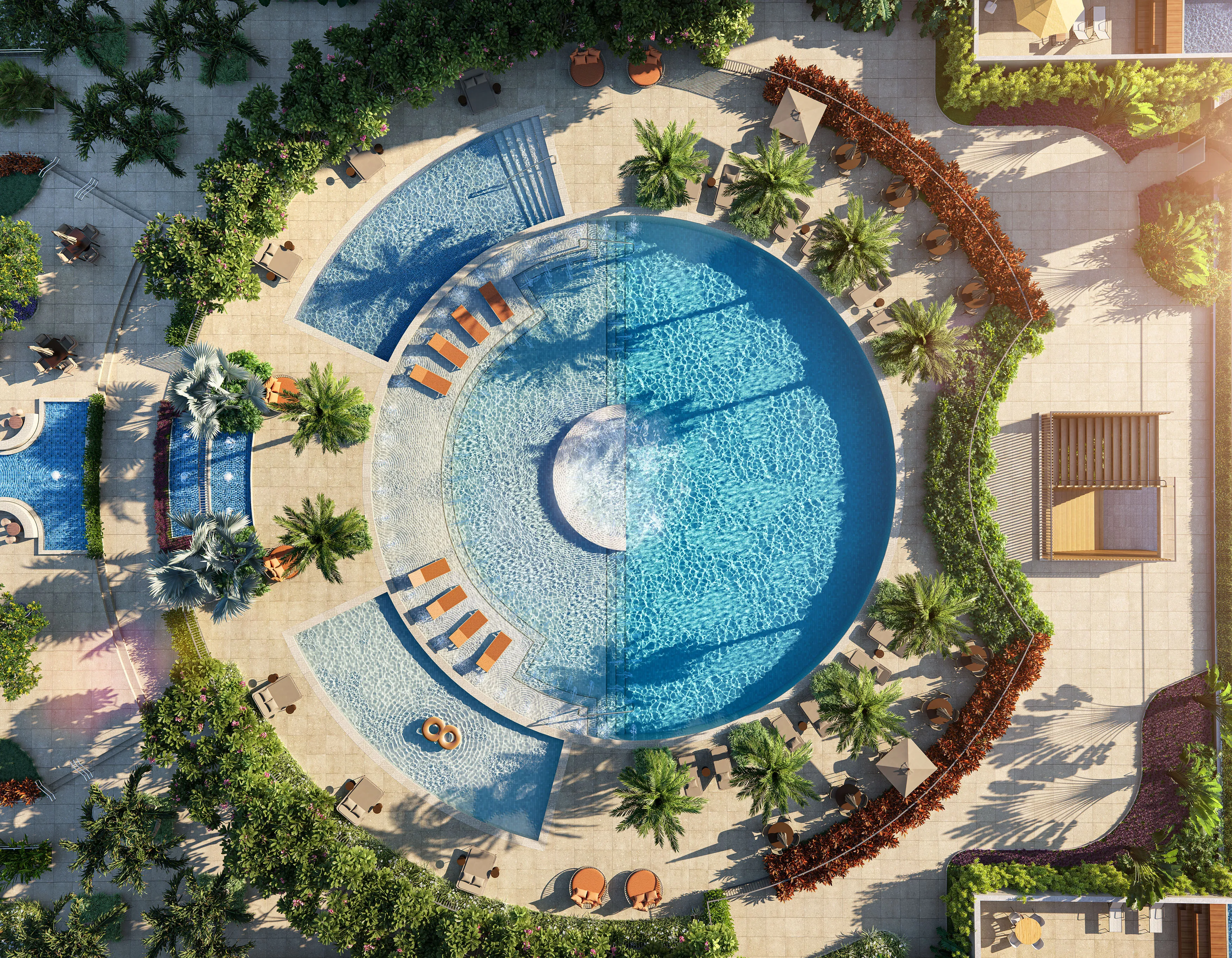 Ilustração Artística - Piscinas, solário e deck molhado