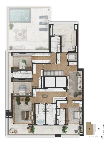 Planta Padrão 689m² | Duplex Superior